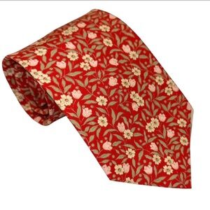 Tango Max Raab Mens Tie 100% Cotton Red Floral Necktie 57x3.75” USA
